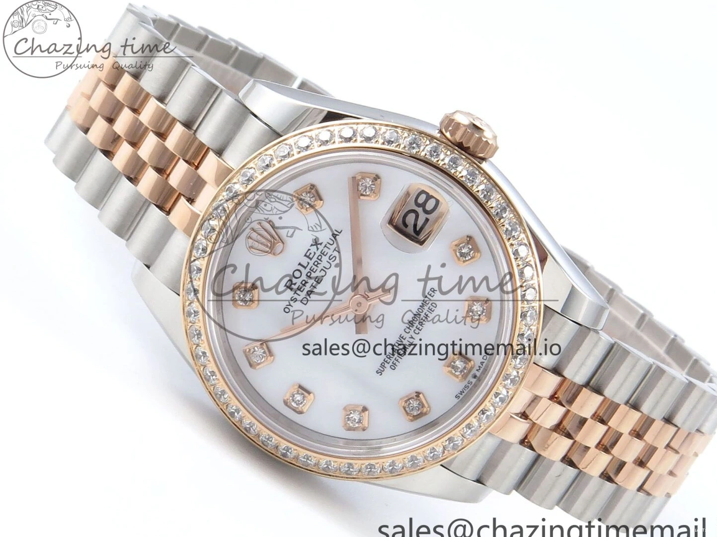 MiroTime 0324 DateJust 31 278381RBR ARF 1:1 Best Edition 904L Steel White Diamonds Dial Diamonds Bezel on SS RG Jubilee Bracelet ETA Versatile 392